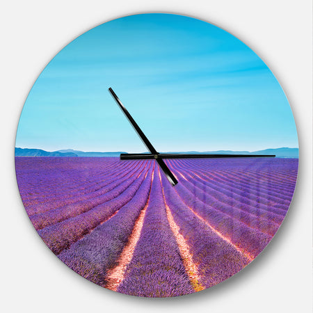 Lavender Flowers and Clear Sky - Oversized Traditional Wall CLock