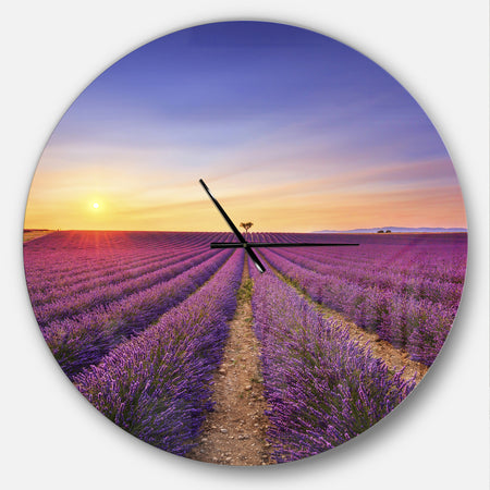Lavender Field in Provence France - Oversized Traditional Wall CLock
