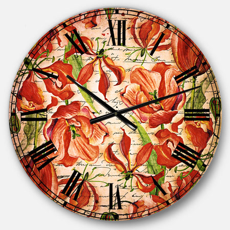 Seamless Red Flower Pattern - Floral Large Wall CLock