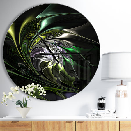 Multi Colored Green Stained Glass - Oversized Modern Wall CLock