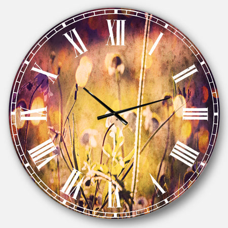 Beautiful Flowers in Meadow - Floral Wall CLock