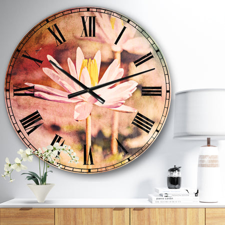 Lotus on Abstract Background - Floral Large Wall CLock
