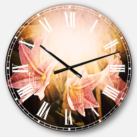 Large Pink Flowers with Sunlight - Flower Large Wall CLock