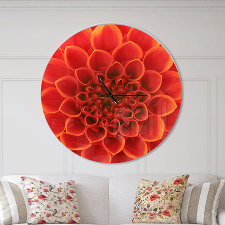Orange Abstract Flower Petals - Oversized Floral Wall CLock