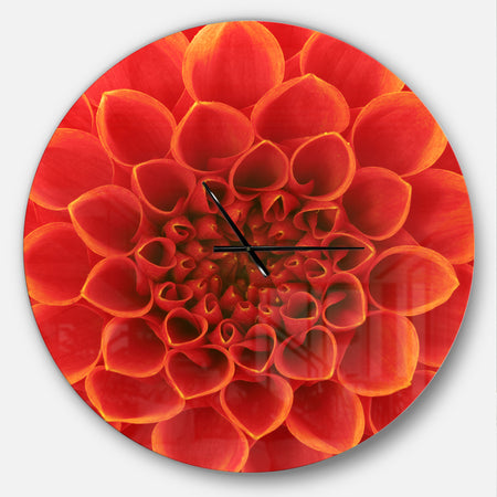 Orange Abstract Flower Petals - Oversized Floral Wall CLock