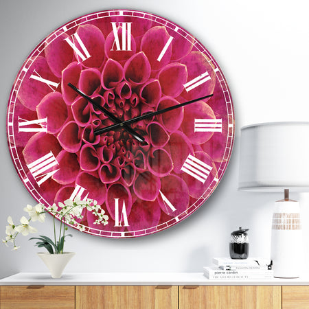 Dark Pink Abstract Flower Petals - Floral Large Wall CLock