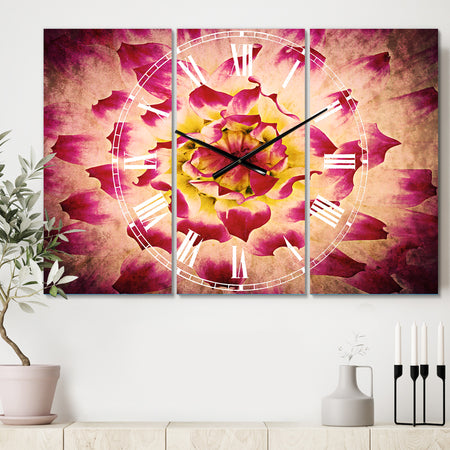 Smooth White Rose Flower Petals - Cottage 3 Panels Oversized Wall CLock