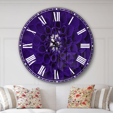 Abstract Blue Flower Design - Oversized Floral Wall CLock