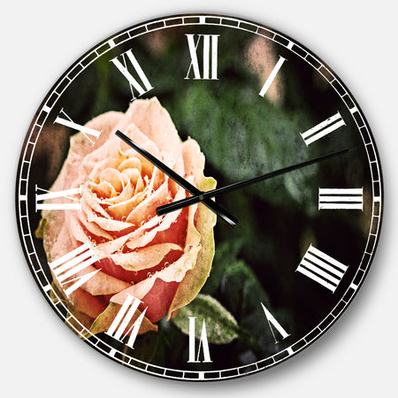 Red and Orange Rose Flower Close Up - Floral Large Wall CLock