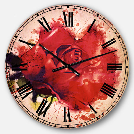 Beautiful Bright Red Rose - Floral Wall CLock