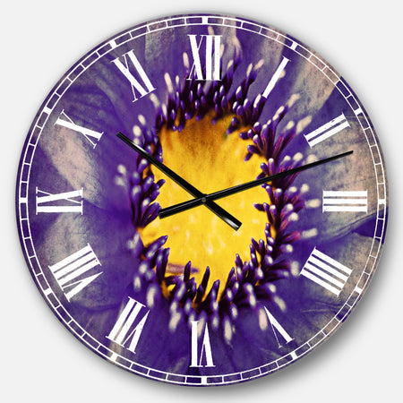 Blue Lotus Close up Watercolor - Flowers Wall CLock