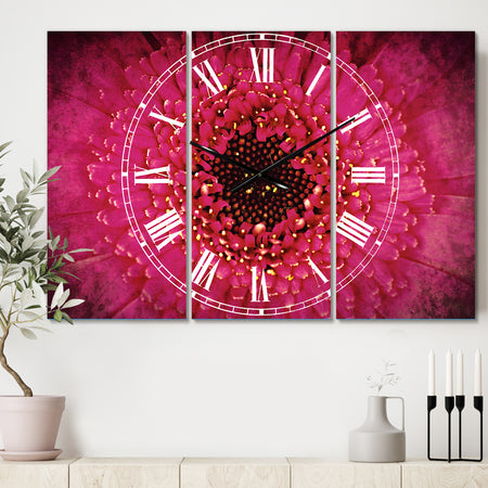 Macro Photo of Gerbera Flower - Cottage 3 Panels Oversized Wall CLock