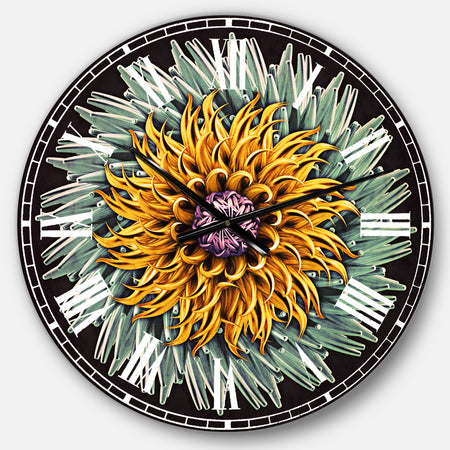 Yellow Blue Abstract 3D Flower - Oversized Floral Wall CLock
