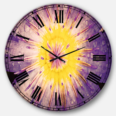 Blooming Violet Lotus Close up - Oversized Floral Wall CLock