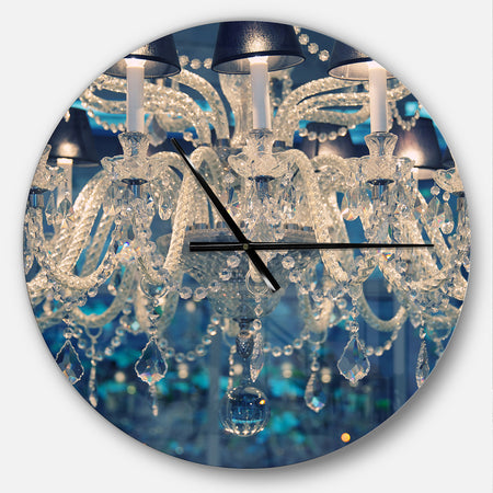 Blue Vintage Crystal Chandelier - Oversized Shabby Chic Wall CLock