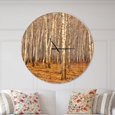 Dense Birch Forest in the Fall - Oversized Traditional Wall CLock