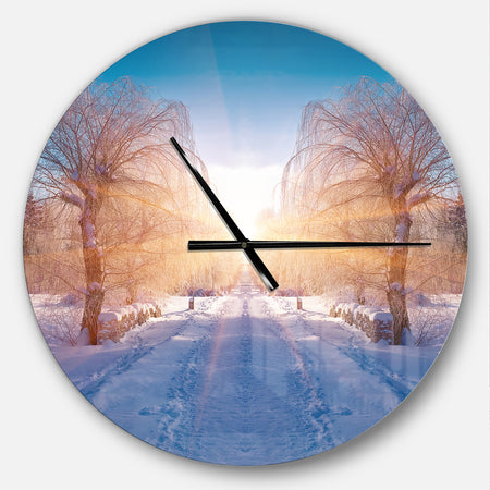 Winter Landscape in City Park - Oversized Traditional Wall CLock