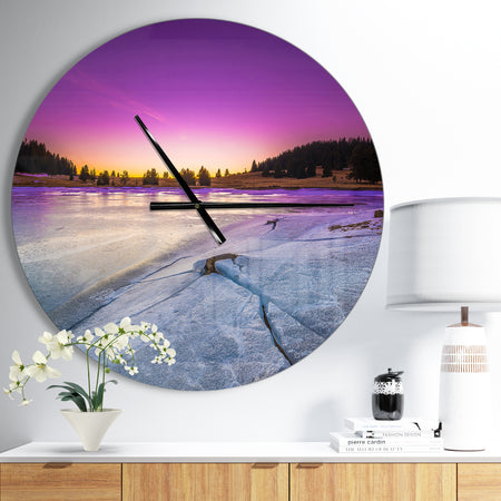 Sunrise over Frozen Lake - Oversized Landscapes Wall CLock