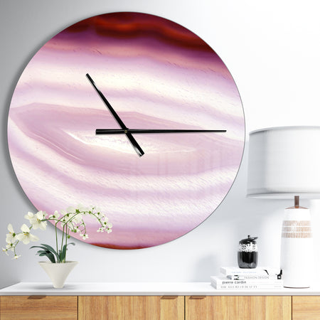 Pink Agate Geode Geological Crystals - Oversized Modern Wall CLock