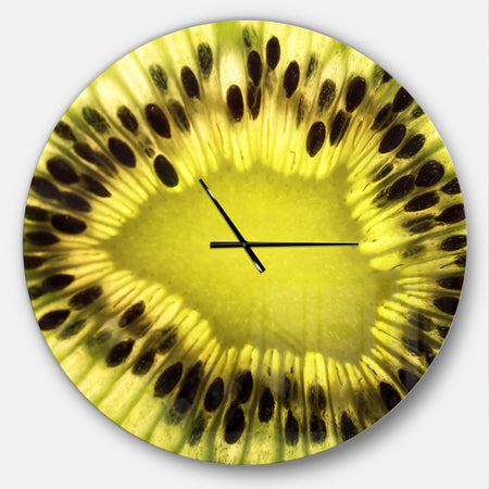 Green Kiwi Seeds and Inside Pattern - Oversized Modern Wall CLock