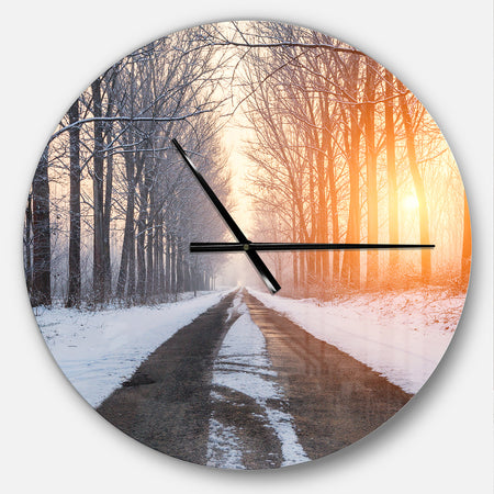 Bright Sun Break in Winter Forest - Oversized Forest Wall CLock