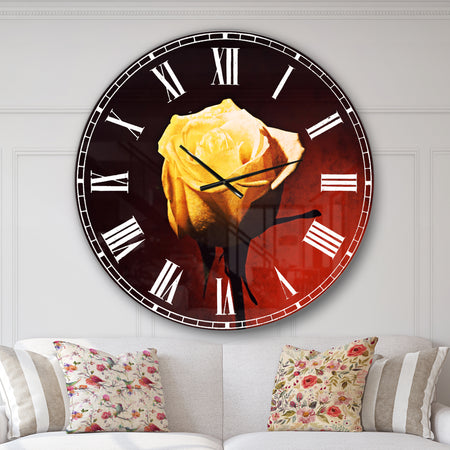 Beautiful Yellow Colored Rose - Oversized Floral Wall CLock