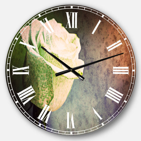Beautiful White Painted Rose - Floral Oversized Wall CLock