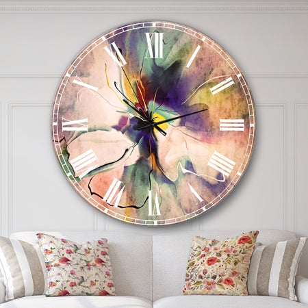 Abstract Creative Blue Flower - Oversized Floral Wall CLock