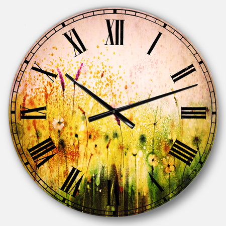 Cosmos Flowers and White Wildflowers - Floral Large Wall CLock