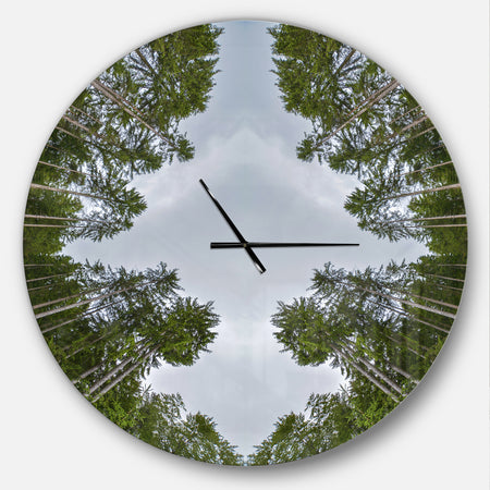 Circle Composition of Coniferous Trees - Oversized Modern Wall CLock