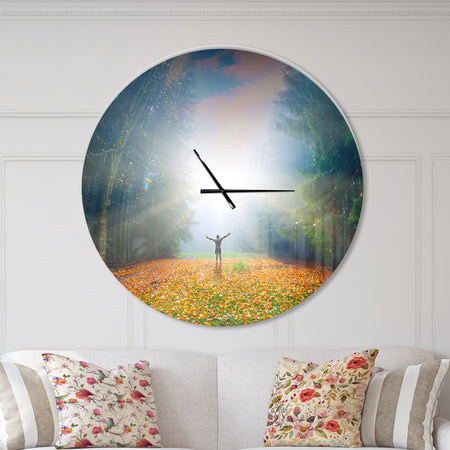 Men and Bright Sunlight Panorama - Oversized Landscapes Wall CLock