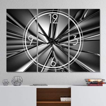 Futuristic Crystal Background - Modern 3 Panels Oversized Wall CLock
