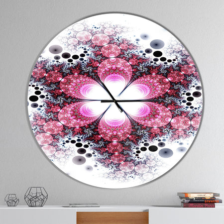 Violet Fractal Flower Pattern - Oversized Modern Wall CLock