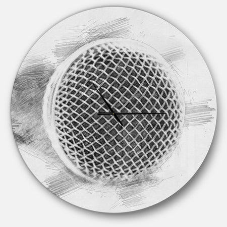 Microphone in Pencil Sketch - Oversized Fashion Wall CLock