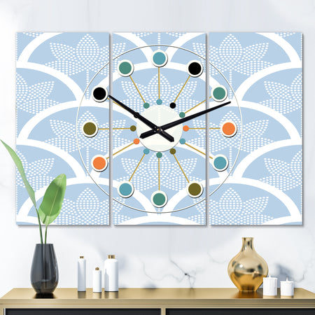 Japanese style Half-circle pattern - Oversized Mid-Century wall clock - 3 Panels