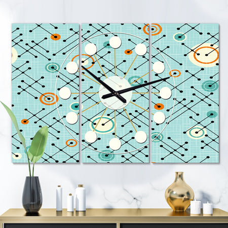 Retro Abstract Design XIV - Oversized Mid-Century wall clock - 3 Panels