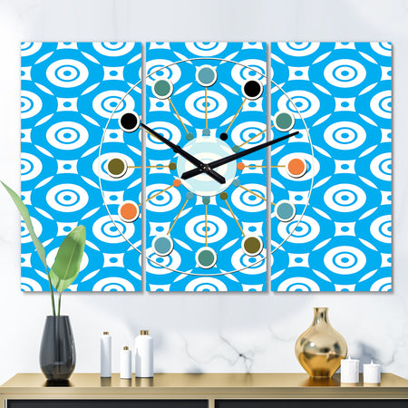 Retro Ornamental Design IV - Oversized Mid-Century wall clock - 3 Panels