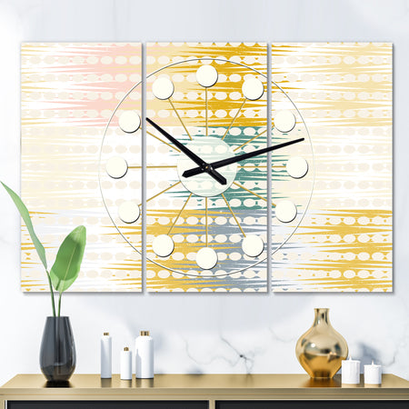 Retro Abstract Design VIII - Oversized Mid-Century wall clock - 3 Panels