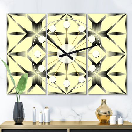 Oriental Ornament. Flower Pattern - Oversized Mid-Century wall clock - 3 Panels