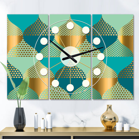 Luxury Retro Drops II - Oversized Mid-Century wall clock - 3 Panels