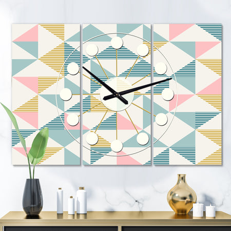 Diamond Retro I - Oversized Mid-Century wall clock - 3 Panels