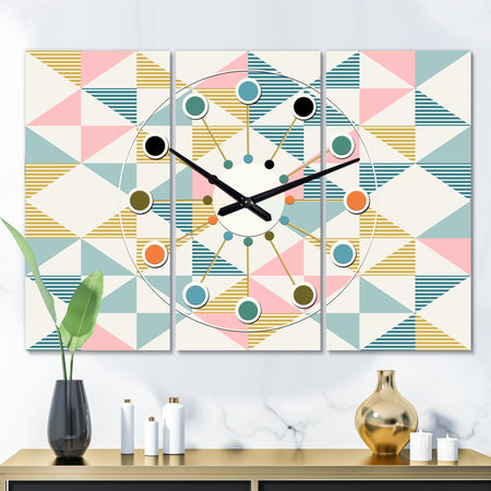 Diamond Retro II - Oversized Mid-Century wall clock - 3 Panels