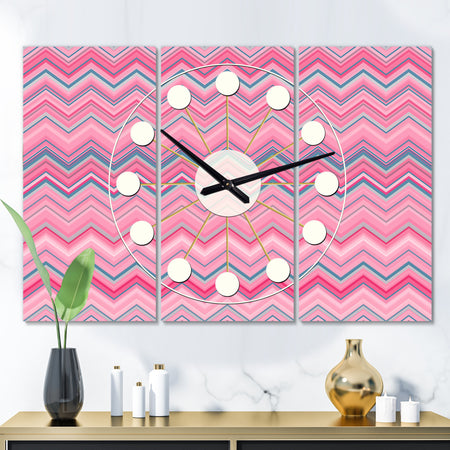 Abstract Retro Geometric III - Oversized Mid-Century wall clock - 3 Panels