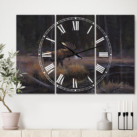 Evening Light - Oversized Traditional Wall Clock - 3 Panels