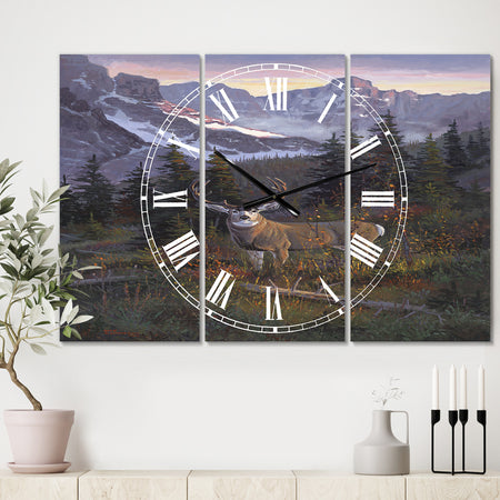 High Country Muley - Large Traditional Wall Clock - 3 Panels