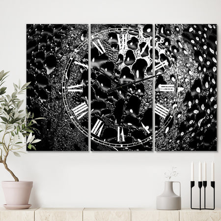 Abstract Droplets 15 - Oversized Modern Wall Clock - 3 Panels