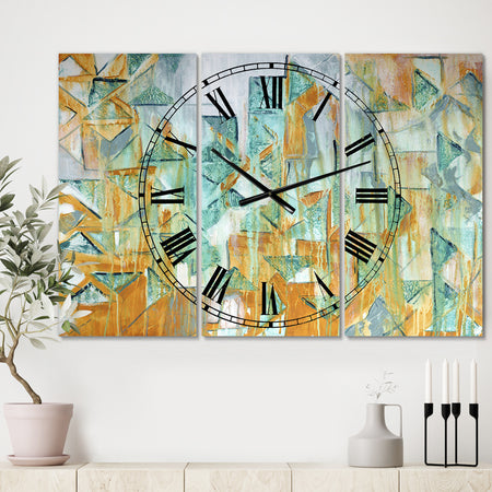 Triangular Cascade - Large Modern Wall Clock - 3 Panels