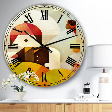 Young Man With Red Bird - Mid-Century Wall Clock