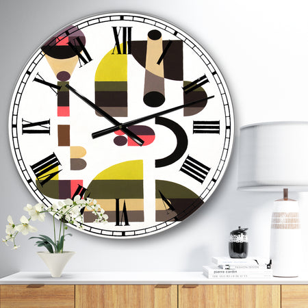 Circe Composition in Pink Green And Black I - Large Mid-Century Wall Clock