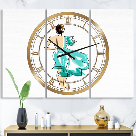 Evening Dress Fashion - Large Fashion Wall Clock - 3 Panels